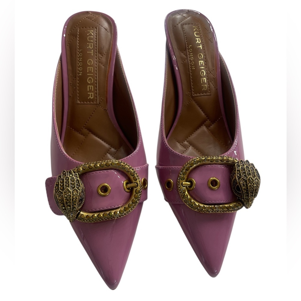 Kurt Geiger Mauve Pink kitten Heels,Embellished crystal buckle,7 - Picture 2 of 8